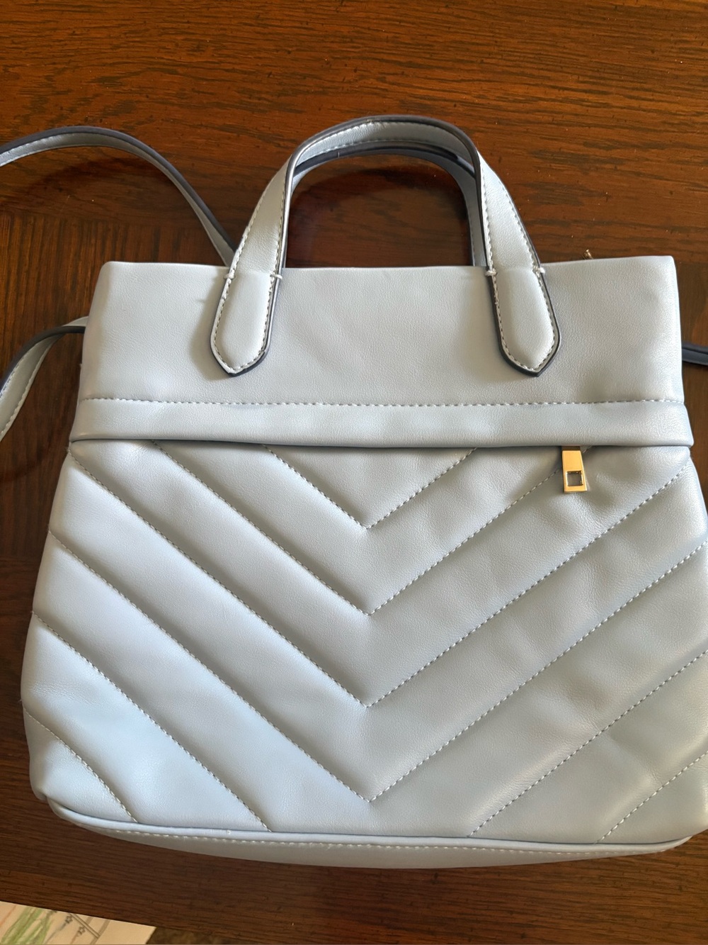 Elegant Light Blue periwinkle Quilted Tote Bag - Women's Handbag